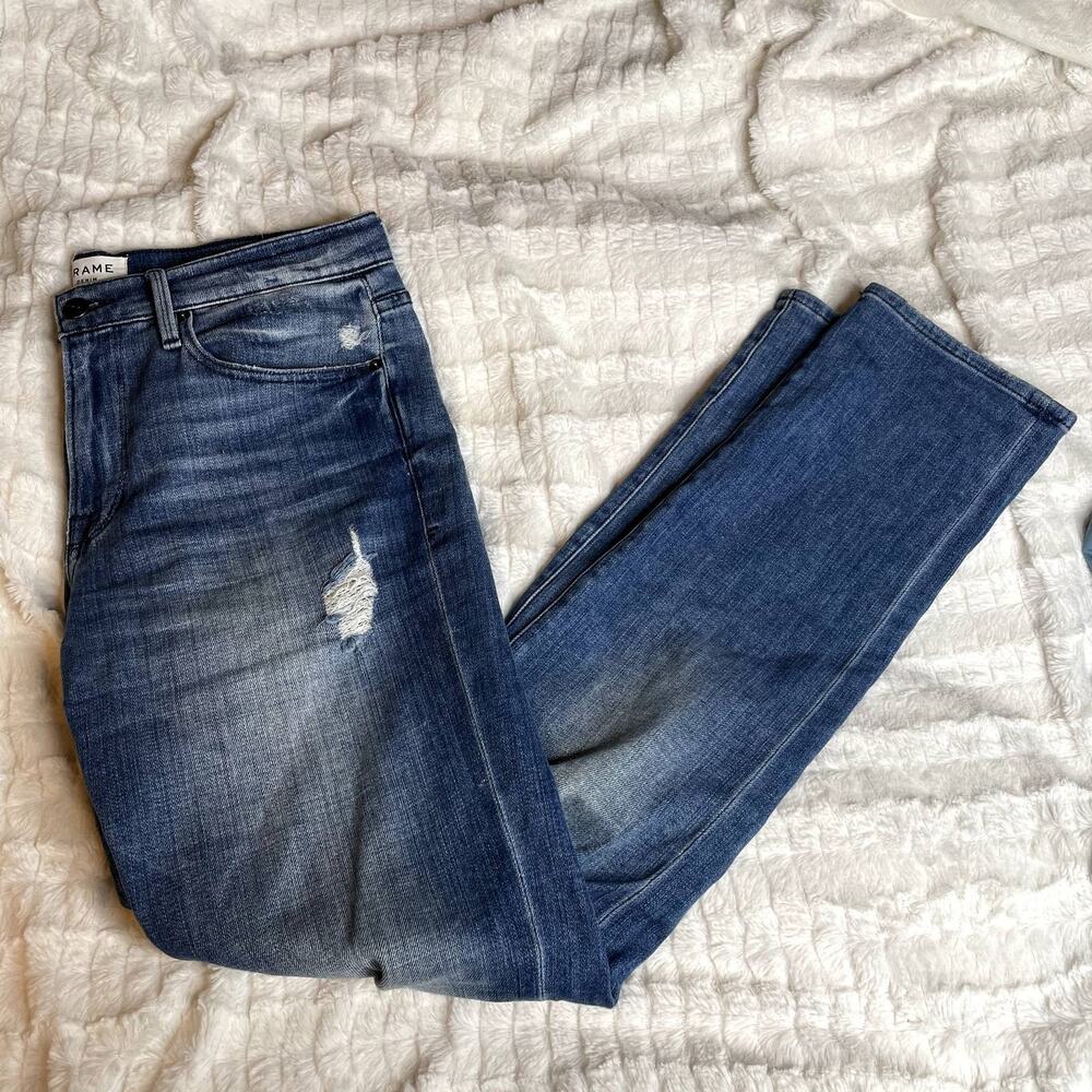 FRAME L'Homme Slim Jeans Blue Denim Distressed 32